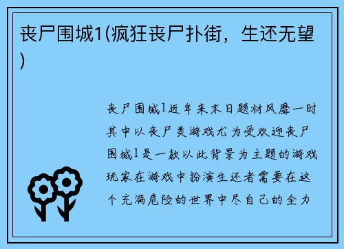 丧尸围城1(疯狂丧尸扑街，生还无望)